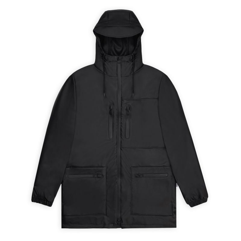 Rains CARGO LONG JACKET W3 12060 01 BLACK Clothing Your Sports Performance