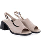 Women's beige leather high-heeled sandals Vinceza 26-66920 Vinceza