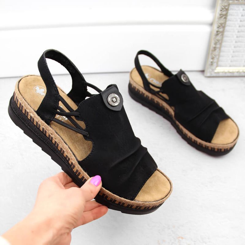 Comfortable Rieker W RKR677 black sandals Footwear/Lifestyle/Rieker Your Sports Performance