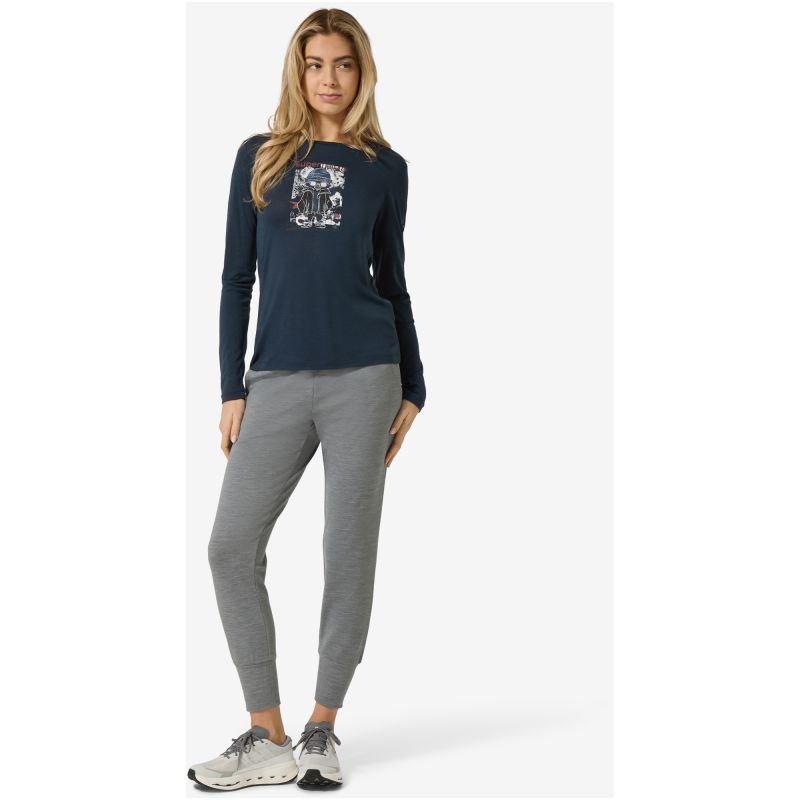 Women’s long-sleeve thermal shirt SUPER.NATURAL W Crazy Mouse LS navy blue