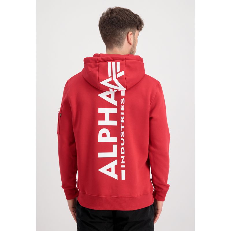 Alpha Industries Men's Back Print Hoody Speed Red Kangaroo Graphic Hoodie (178318-328) In preparation Your Sports Performance