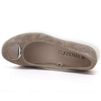 Women's beige leather wedge shoes Vinceza 95412 Vinceza