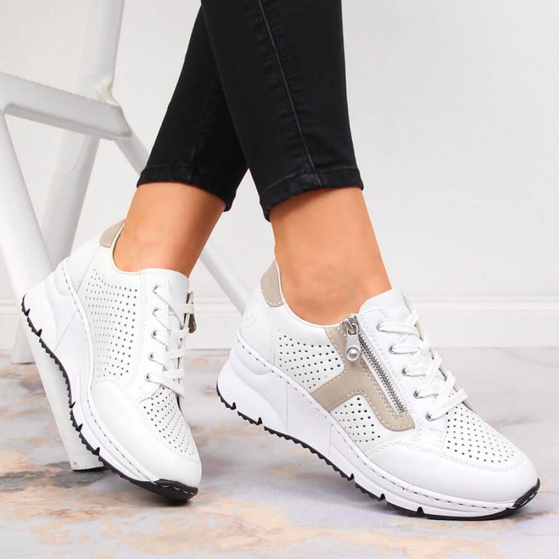 Rieker W N6304-80 white leather wedge shoes Footwear/Lifestyle/Rieker Your Sports Performance