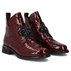 Women’s burgundy patent leather croc-effect ankle boots Filippo DBT7191