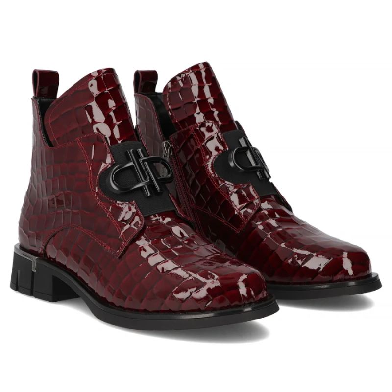 Women’s burgundy patent leather croc-effect ankle boots Filippo DBT7191