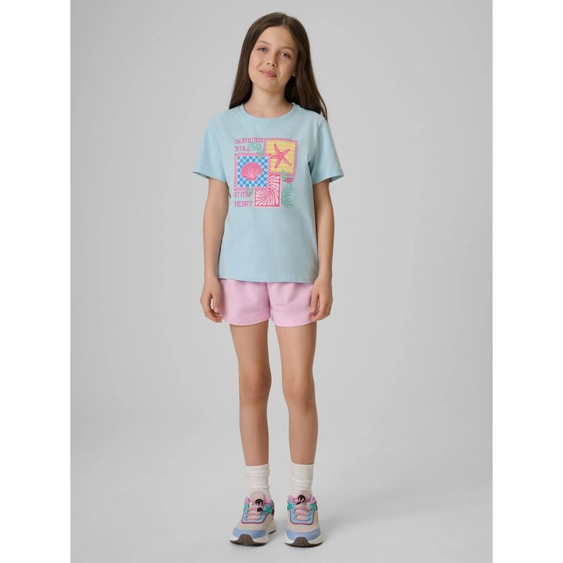 Girls' regular printed T-shirt 4F 4FJRSS26TTSHF4418-33S