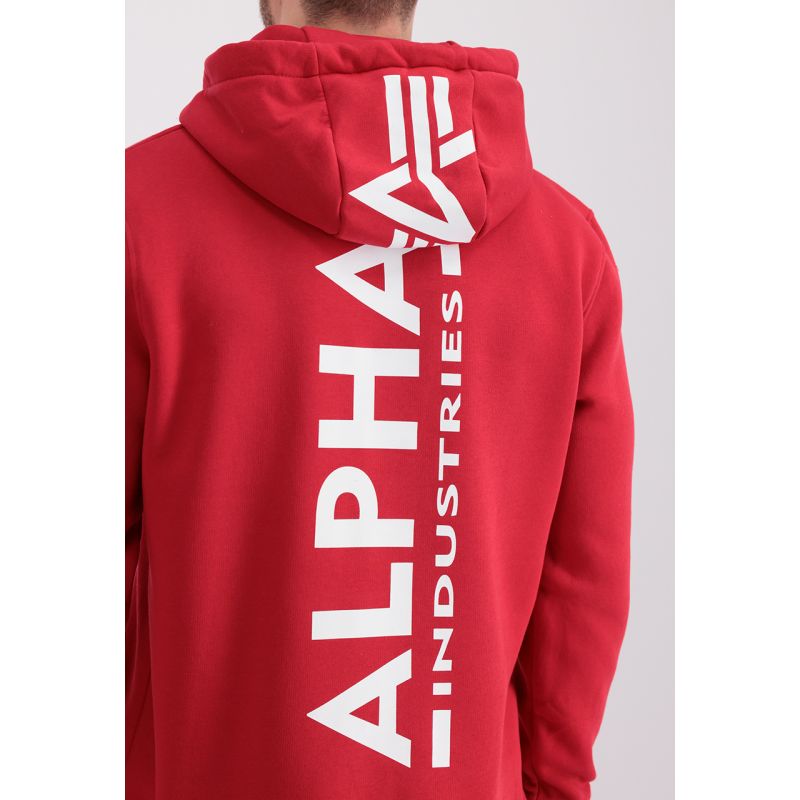 Alpha Industries Men's Back Print Hoody Speed Red Kangaroo Graphic Hoodie (178318-328) In preparation Your Sports Performance