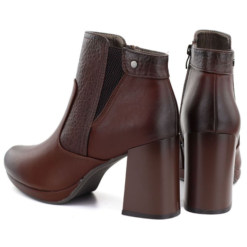Women's ankle boots with a block heel and platform, insulated, dark brown, M.Daszyński AF125B-1