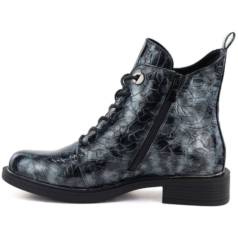 Women's patent leather ankle boots, gray, S.Barski HY62-8140