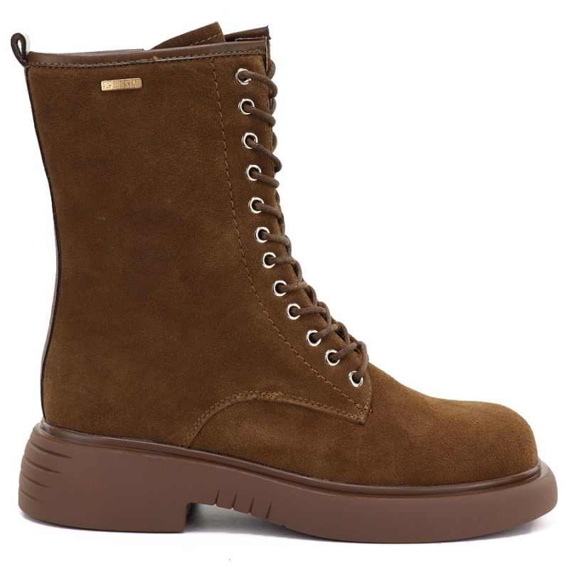 Women's leather ankle boots, suede, camel, Big Star UU274611