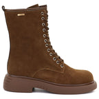Women's leather ankle boots, suede, camel, Big Star UU274611