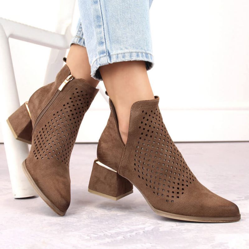 Suede high-heeled ankle boots Potocki W WOL213B brown Footwear/Lifestyle/Potocki Your Sports Performance