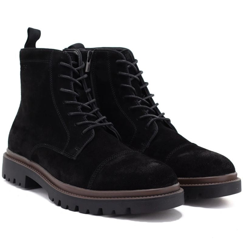 Men's leather ankle boots, unlined, suede, black, Big Star UU174221