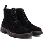 Men's leather ankle boots, unlined, suede, black, Big Star UU174221