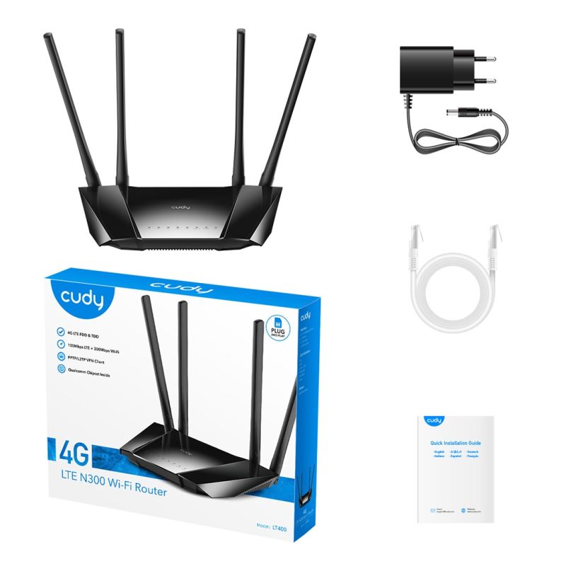CUDY LT400_EU router 300 Mbps Wireless N 4G LTE Cat.4 SIM Komunikacja i łączność/Routery 3G/4G/5G Your Sports Performance