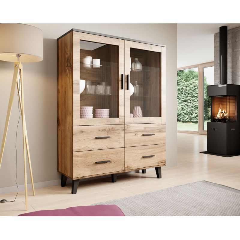 LOTTA 120 2D4S display cabinet wotan + matt black Bufety i witryny/Bufety i witryny na drewnianej podstawie Your Sports Performance