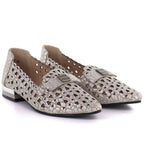 Women's leather openwork taupe shoes Vinceza 99205 Vinceza