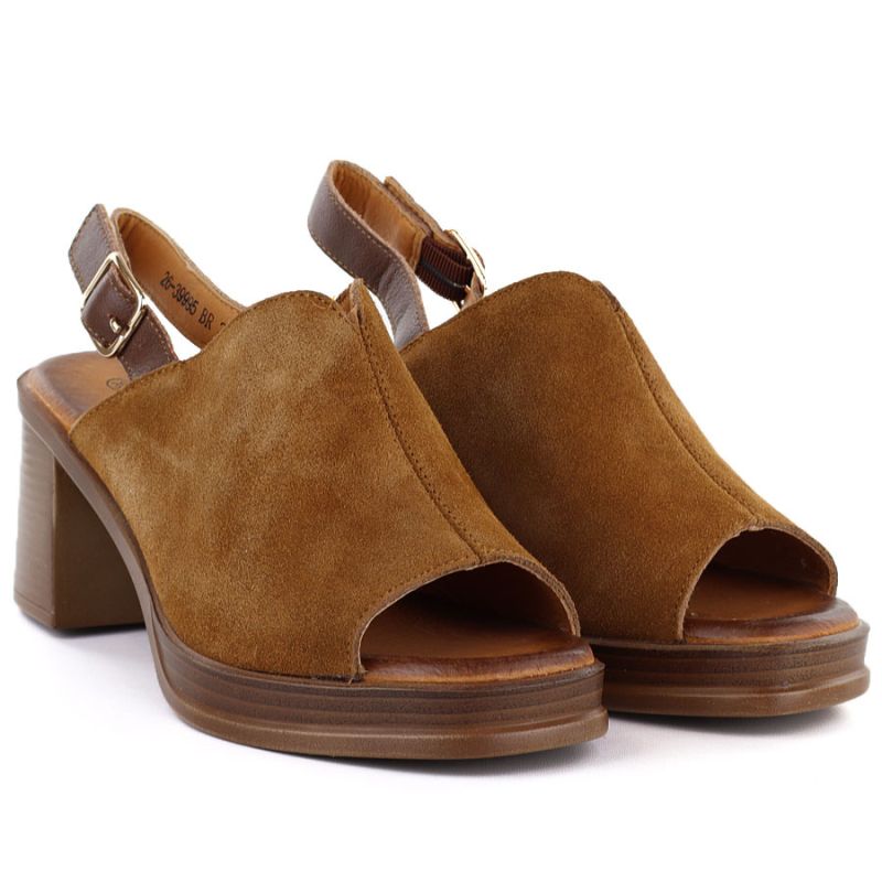 Women's leather suede high-heeled sandals Vinceza 26-39995 Vinceza