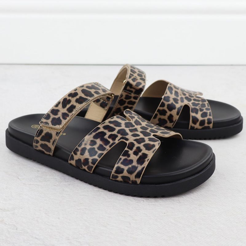 Women's beige leopard print flip-flops Vinceza 17401 Footwear Your Sports Performance