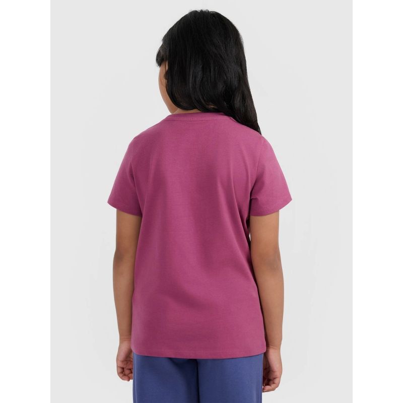 Girls' regular-fit plain T-shirt 4F 4FJRAW25TTSHF3233-50S