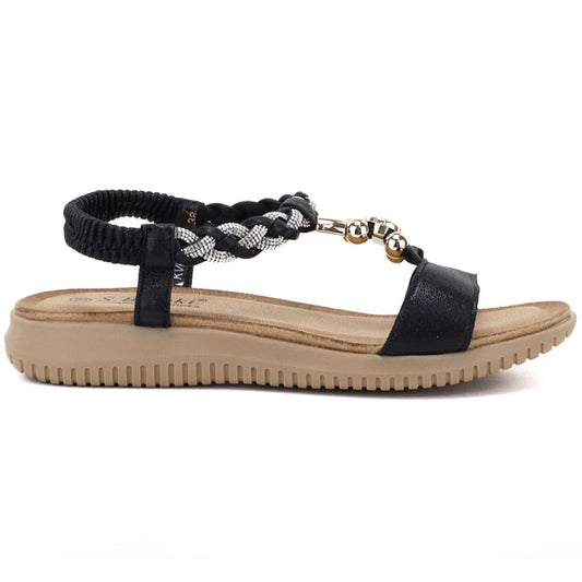 Women's black elastic strap sandals S.Barski KV61-6051 S.Barski
