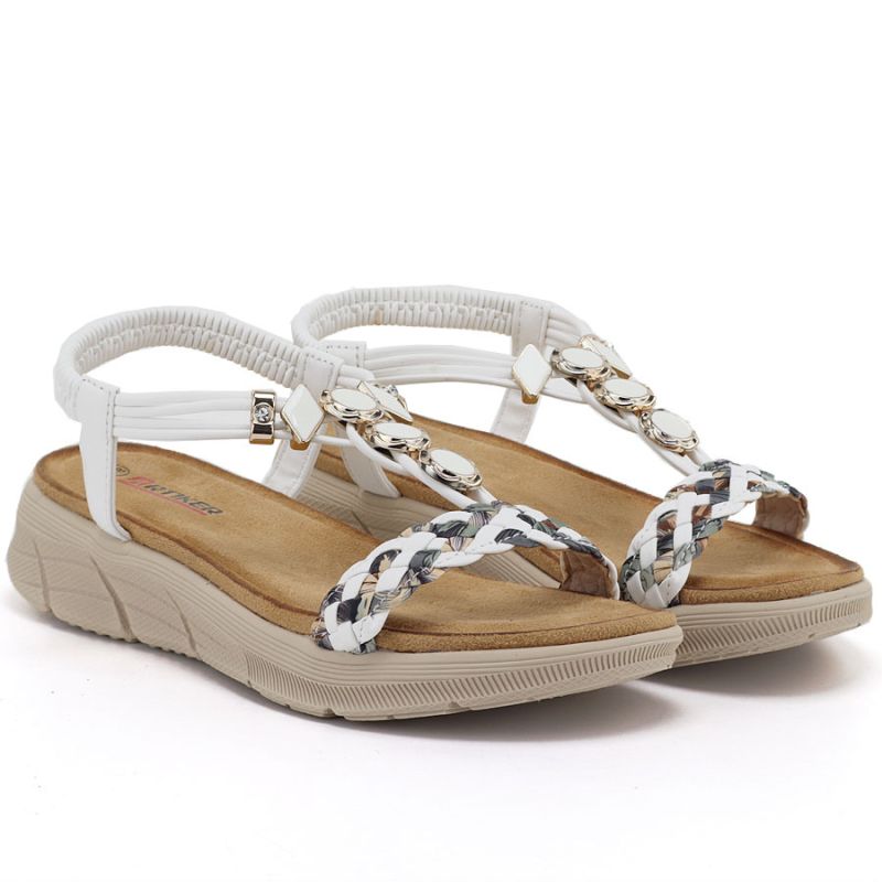 Women's white wedge sandals Artiker 58C0013