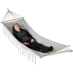 GARDEN HAMMOCK FOR 2 PEOPLE 200X150CM WITH SPREADER BAR AND FRINGE MIAMI GRAY Home and Garden/Garden Your Sports Performance