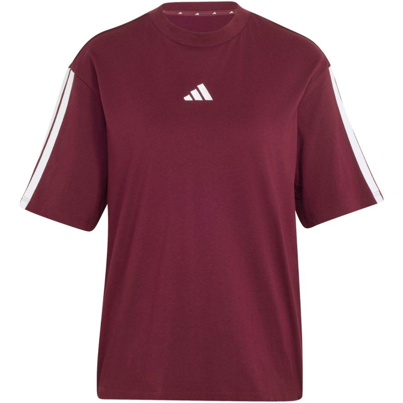 Women's adidas Essentials 3-Stripes Boyfriend T-Shirt in Burgundy KF6287