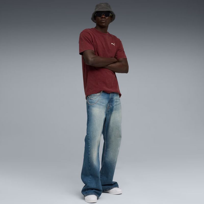 Puma Ess Elevated Relaxed Wash Tee Burgundy 688048 96 In preparation Your Sports Performance