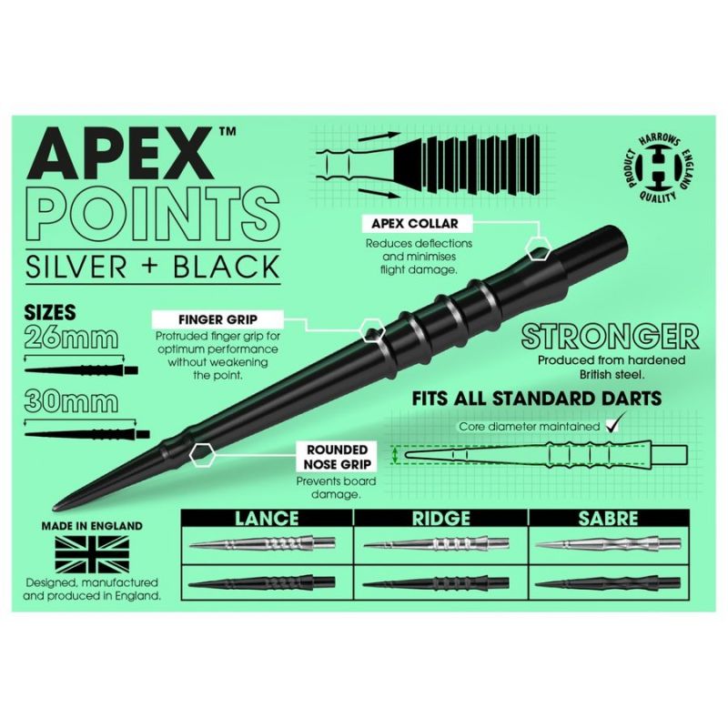 Harrows APEX SABRE black steeltip tips In preparation Your Sports Performance