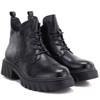 Women's leather ankle boots on a black platform M.Daszyński SFY2502-11ac
