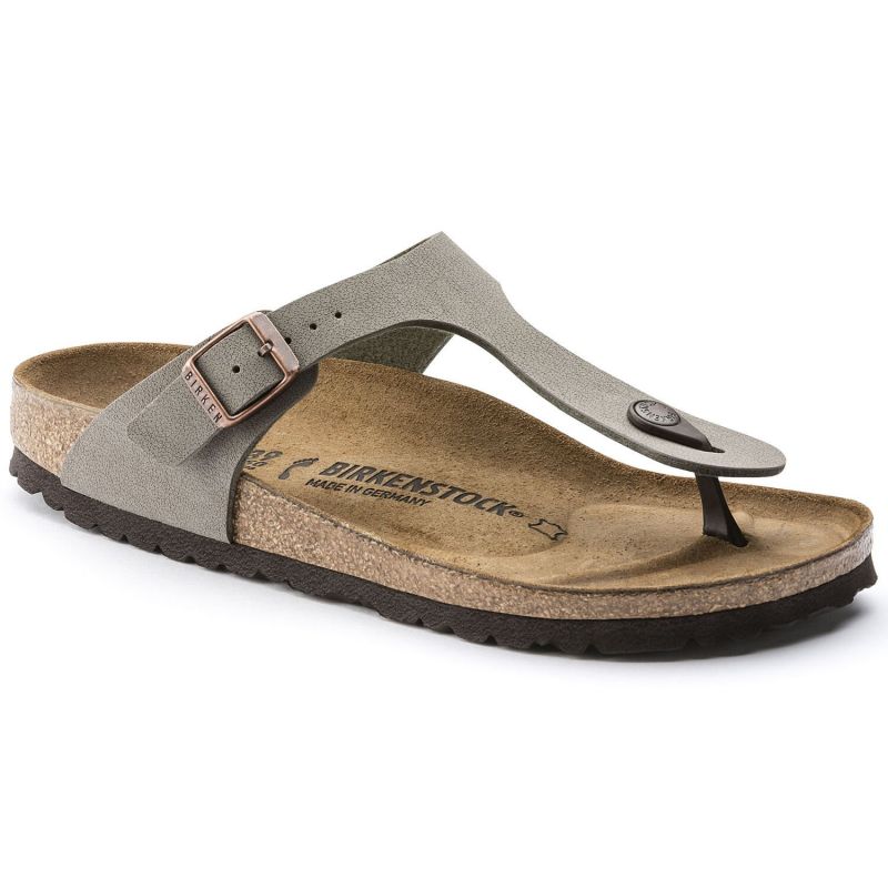 Women's gray-beige Birkenstock Gizeh Birko-Flor Nubuck Stone regular wide (43391) Footwear/Lifestyle/Brinkenstock/Japonki Birkenstock