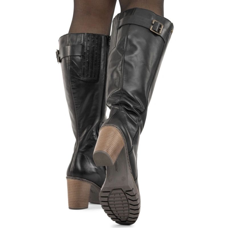 Black women's leather heeled boots Rieker Y2581-00