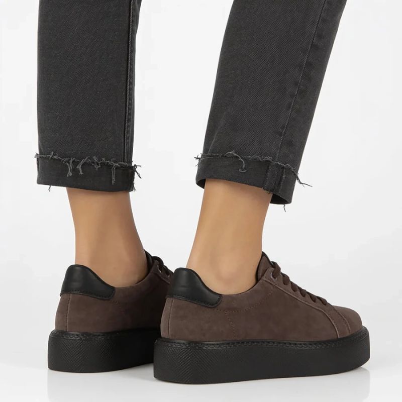 Women's leather platform sneakers, brown, Filippo DP6119