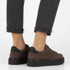 Women's leather platform sneakers, brown, Filippo DP6119