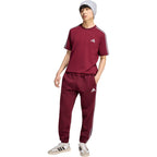 Men's adidas Essentials 3-Stripes Fleece Tapered Cuffed Pants Burgundy KY4134