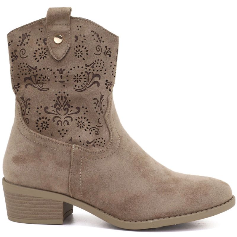 Women’s Beige Perforated Ankle Boots M.Daszyński MR2353-23