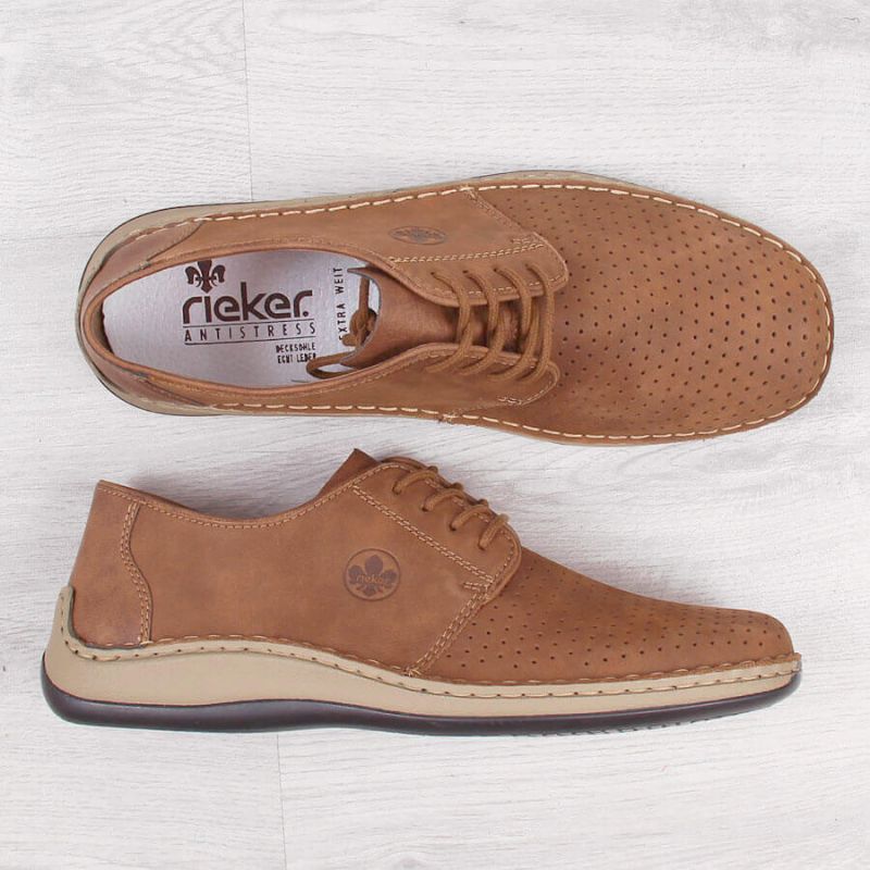Rieker M RKR528 brown openwork leather shoes