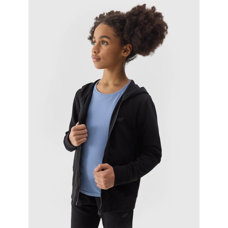 Girls' sweatshirt with a hood, 4F Junior Clothing Your Sports Performance