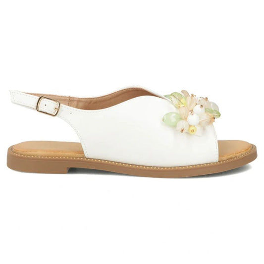 Women's sandals with beads, white, Filippo DS7900 Filippo