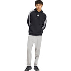 Men's adidas Essentials 3-Stripes Single Jersey Tapered Open Hem Pants Gray KY4215
