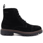 Men's leather ankle boots, unlined, suede, black, Big Star UU174221