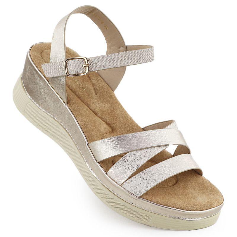 Women's gold wedge sandals Vinceza 15358 Footwear Your Sports Performance