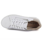 Women's leather shoes with zipper, white Potocki JE19402 Potocki