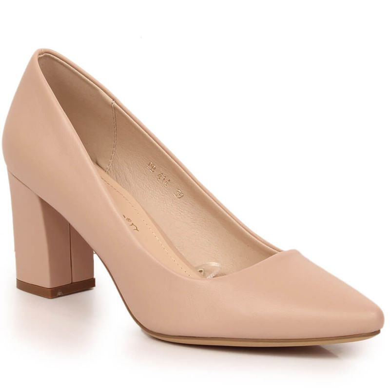 Women's nude pumps with a block heel Sergio Leone PB414 Footwear Your Sports Performance