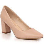 Women's nude pumps with a block heel Sergio Leone PB414 Footwear Your Sports Performance