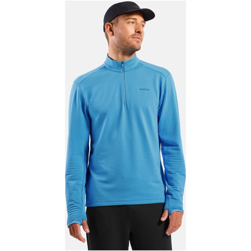 Men’s Odlo ESSENTIAL THERMAL 1/2-Zip Mid Layer with Mock Neck, blue
