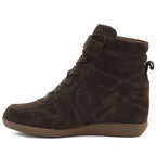 Women’s leather wedge sneakers ankle boots in chocolate Vinceza 31712