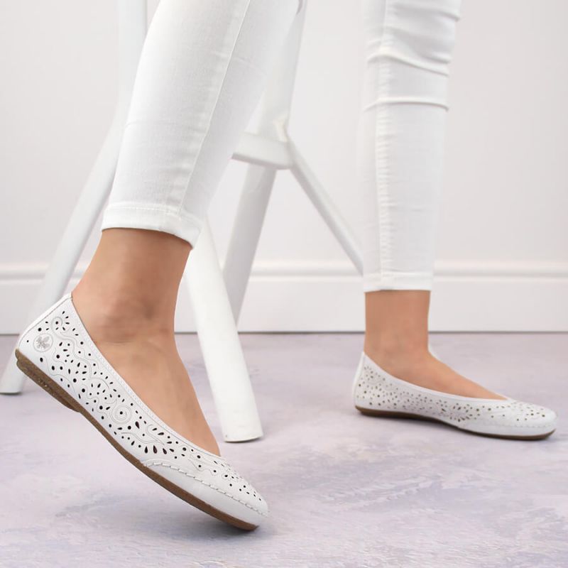 Rieker W RKR649 comfortable leather openwork shoes, white Footwear/Lifestyle/Rieker Your Sports Performance