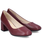 Women's leather high-heeled pumps in burgundy Rieker 44750-35